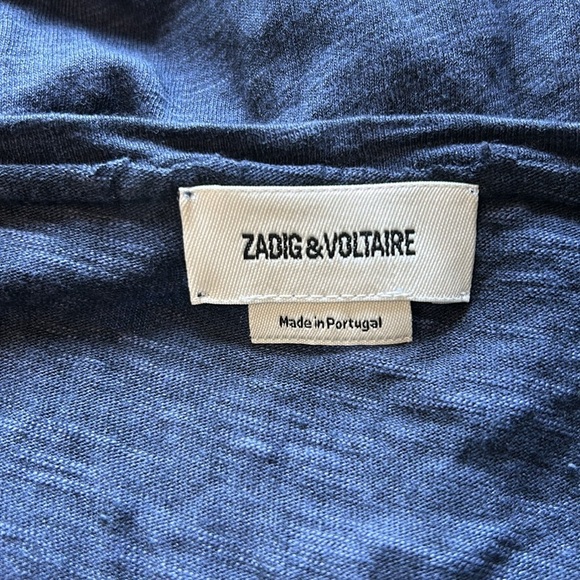 ZADIG and VOLTAIRE Shirt JE T'AIME Walk Flock Noir Tee T shirt Graphic Blue - Picture 6 of 8